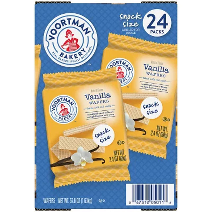 Voortman Vanilla Wafers, Snack Size, 2.4 Oz., 24 Pk.