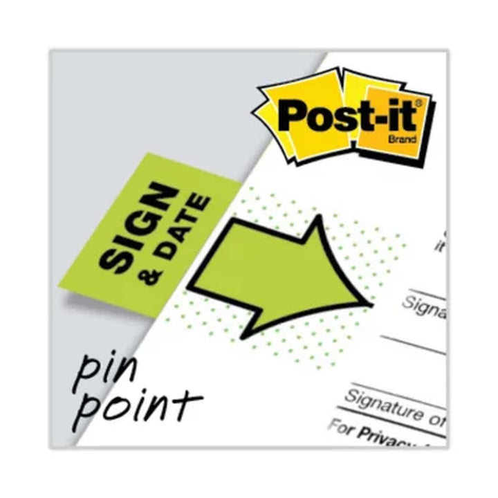 Post-It - Arrow Message 1" Flags - "Sign and Date" - Green - 2 50-Flag Dispensers/Pack