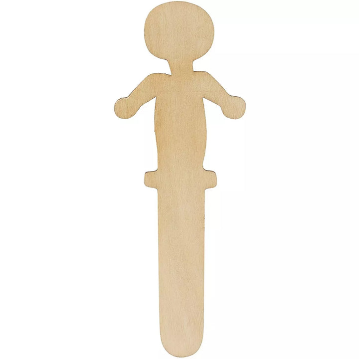 Juvale 100-Pack Wooden People Shaped Craft Sticks, 5.8 X 2 X 0.1 Inch for DIY Arts and Crafts Projects, Crafting Supplies