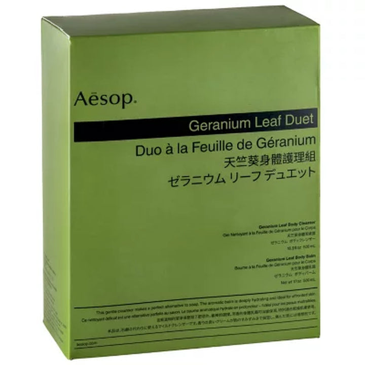 Aesop Geranium Leaf Duet, Body Cleanser & Body Balm