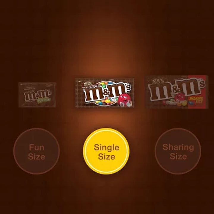 M&M'S Milk Chocolate Candy, Full Size, 1.69 Oz., 48 Pk.