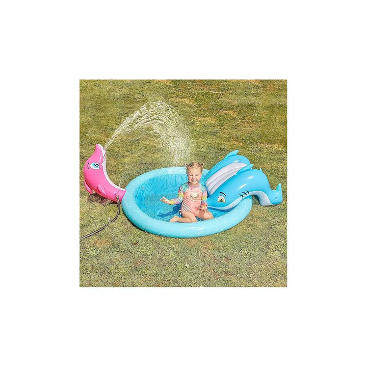 SYNCFUN 60” Inflatable Sprinkler Kiddie Pool with Slide, Sprinkler Pool Play Center Toy for Kids Toddlers  Merriment Activity