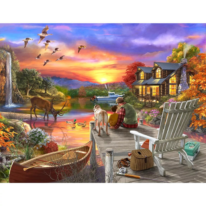 Sunsout Sunset Cabin 1000 Pc Large Pieces Jigsaw Puzzle 31589