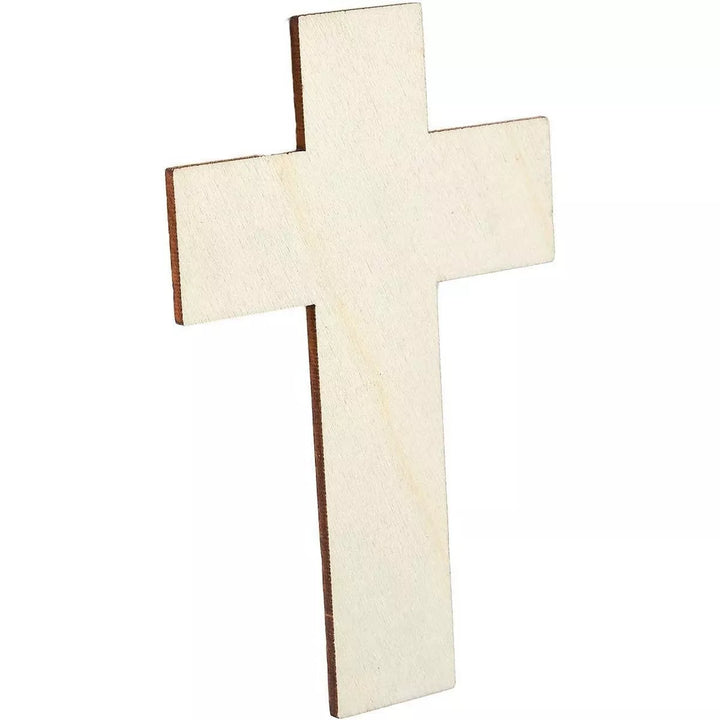 Juvale 25 Pack Unfinished Wood Cross Cutouts for Easter Christmas DIY Wooden Crafts & Decoration, 2.7X4.2 In