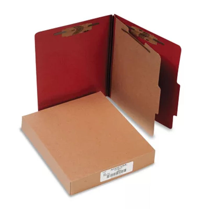 ACCO Pressboard 25-Pt 4-Section Classification Folders, Earth Red (Letter, 10Ct.)