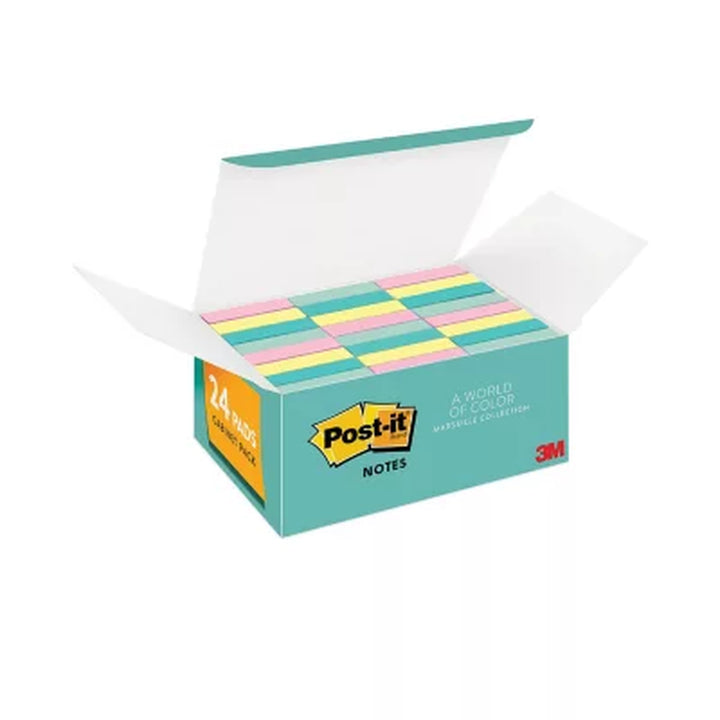 Post-It Notes in Marseille Colors, Value Pack, 1.5"X2" - 24/Pack