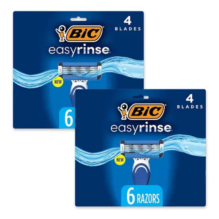 BIC Easyrinse Anti-Clog Men'S Disposable Razors with 4 Blades, 12 Ct.