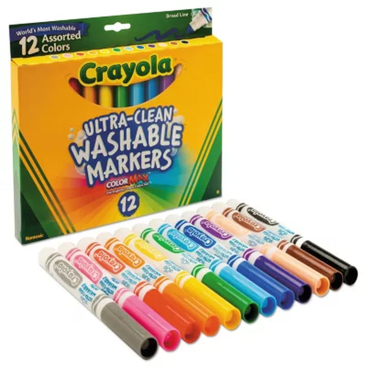 Crayola Washable Markers, Broad Point, Classic Colors, 12 Set