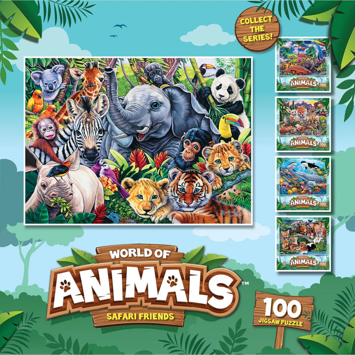 Masterpieces 100 Piece Jigsaw Puzzle for Kids - Safari Friends - 11.5"X15".