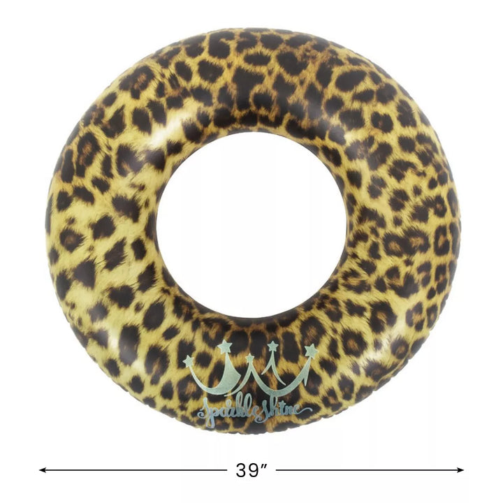 Pool Central Inflatable Leopard Print Swimming Pool Inner Tube - 35"