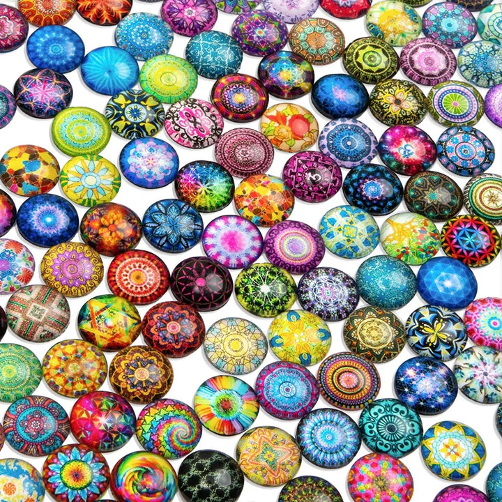 Bright Creations 200 Pack Glass Stone Dome Cabochon round Mosaic Tiles for DIY Crafts, Jewelry Making and Ornaments