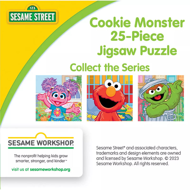 Sesame Street - Cookie Monster'S Adventure, 25-Piece Square Puzzle, for Kids Aged 3+, Officially Licensed, Compact Size for Easy Storage.