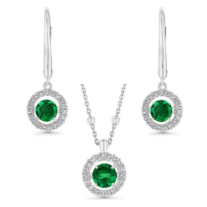 925 Sterling Silver Lab Created Gemstone and White Sapphire Dancing Set