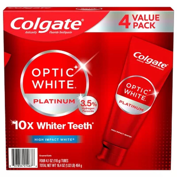 Colgate Optic White Platinum Teeth Whitening Toothpaste, 4.1 Oz., 4 Pk.