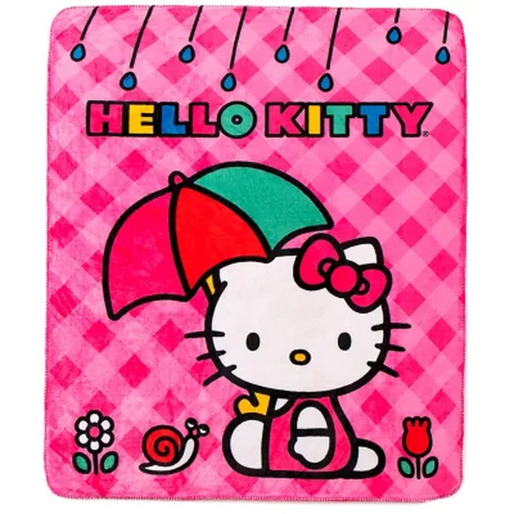 Hello Kitty "Rainy Day Kitty" 50" X 60" Cloud / Faux Fur Throw