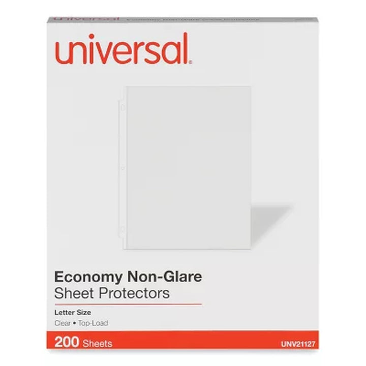 Universal® Top-Load Poly Sheet Protectors, Nonglare, Economy, Letter, 200/Box