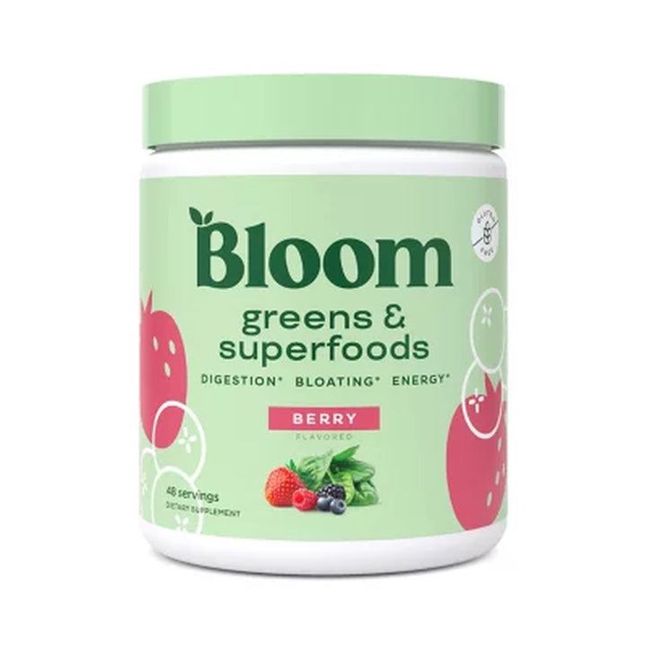 Bloom Nutrition Greens & Superfoods Powder, Berry 48 Servings, 9.2 Oz.