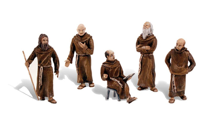 Woodland Scenics SP4453 1.5-Inch Scene Setters Figurine, Friars/Monks, 5/Pack