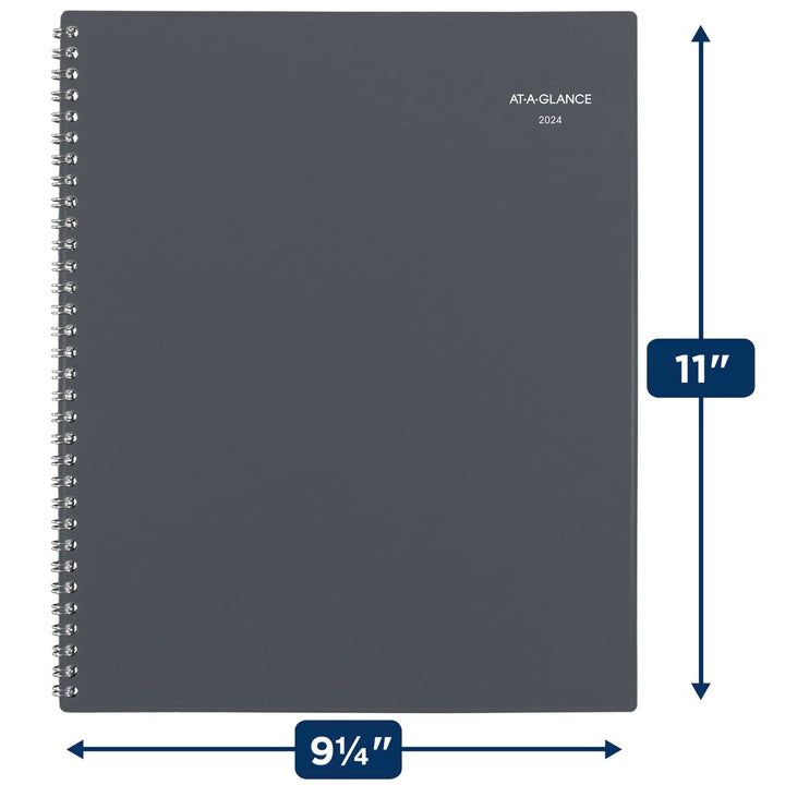 AT-A-GLANCE 2024 Weekly & Monthly Planner, DayMinder, 8-1/2" x 11", Large, Spiral Bound, Monthly Tabs, Gray (GC5450724) 2024 Old Edition