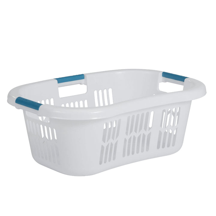 Rubbermaid Large Hip-Hugger Laundry Basket/Hamper, 1.5-Bushel, White, Stackable Storage Bin/Organizer for Bathroom/Bedroom/Dorm/Home 1.5 Bushel Large Hip Hug Basket