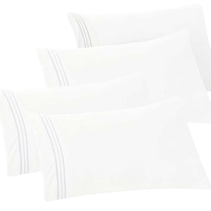 Elegant Comfort 4-PACK Solid Pillowcases 1500 Thread Count Egyptian Quality - Easy Care, Smooth Weave, Wrinkle and Stain Resistant, Easy Slip-On, 4-Piece Set, Standard/Queen Pillowcase, White