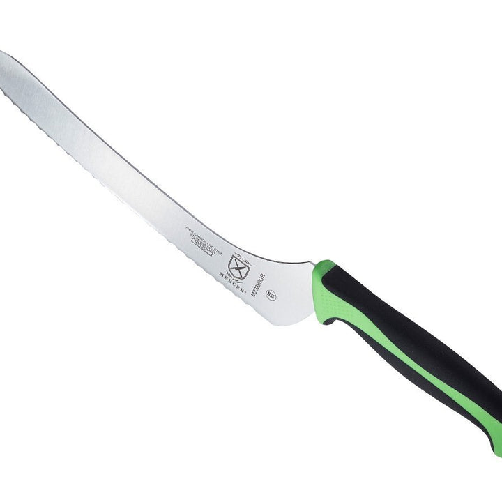 Mercer Culinary Millennia Colors 9-Inch Offset Wavy Edge Bread Knife, Green