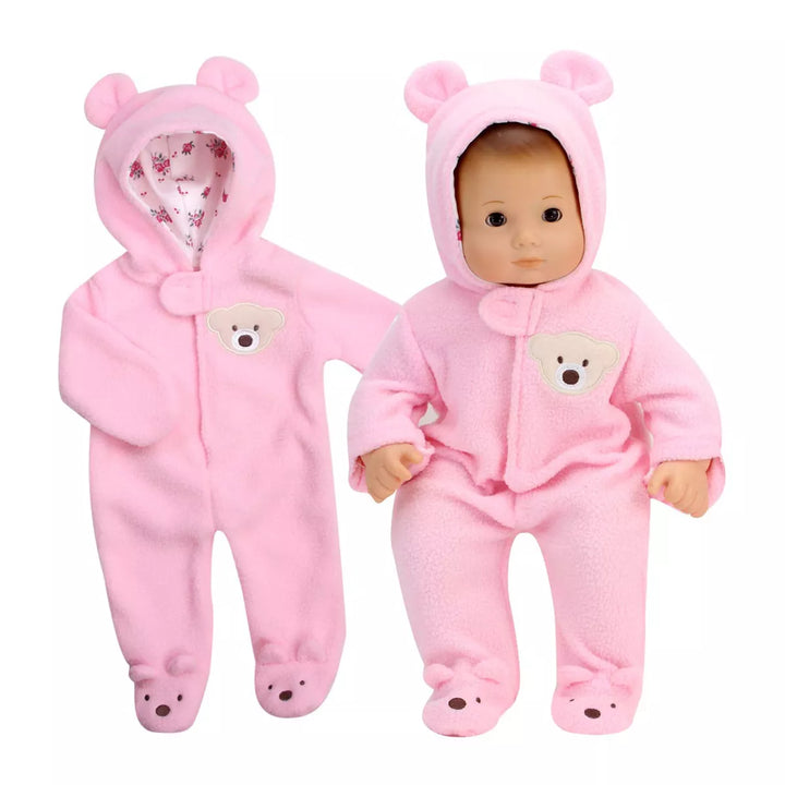 Sophia'S - 15" Doll - Fleece Bear Hooded Snowsuit - Light Pink