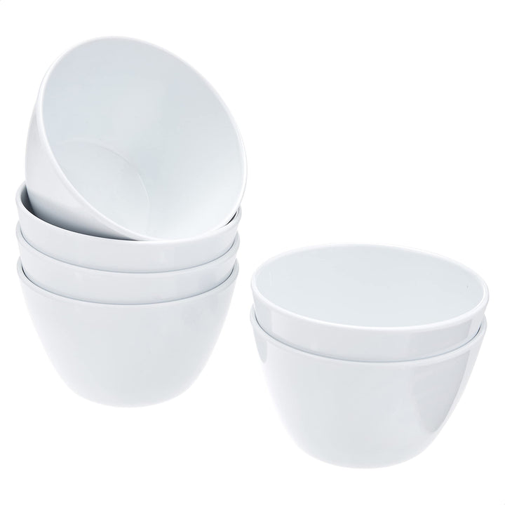 Basics Round Melamine Bowl, 8 oz, White, 6 Piece Set (Previously Commercial brand)