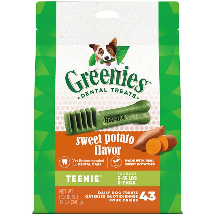 Greenies Teenie Natural Sweet Potato Flavor Dental Dog Treats, 12 oz., Count of 43 1 Count (Pack of 43)