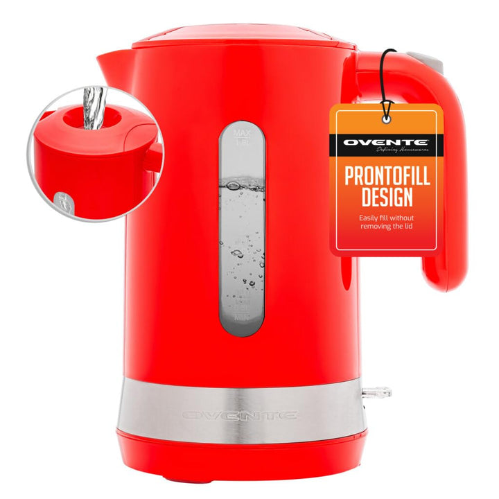 OVENTE Electric Kettle Hot Water Heater 1.8 Liter - BPA Free Fast Boiling Cordless Water Warmer - Auto Shut Off Instant Water Boiler for Coffee & Tea Pot - Black KP413B Black ProntoFill Easy Fill