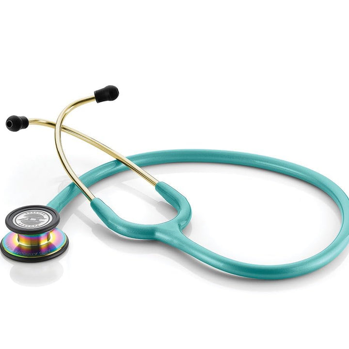 ADC Adscope 608 Premium Convertible Clinician Stethoscope with Tunable AFD Technology, Adult Diaphragm and Adult Bell or Pediatric Diaphragm, 31 inch Length, Iridescent Metallic Caribbean