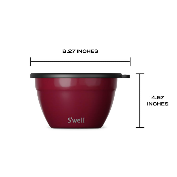 S'well Stainless Steel Salad Bowl Kit 64oz, Wild Cherry, Comes with 2oz Mini Canister and Removable Tray for Organization, Leakproof, Easy to Clean, Dishwasher Safe 64 oz