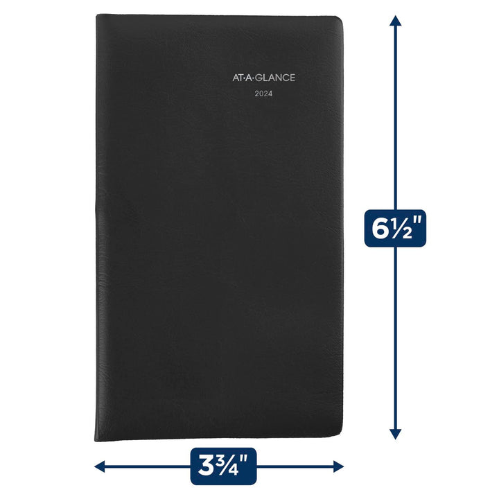 AT-A-GLANCE 2024 Weekly Pocket Planner, DayMinder, Open Scheduling, 3-1/2" x 6", Pocket Size, Black (SK480024) 2024 Old Edition