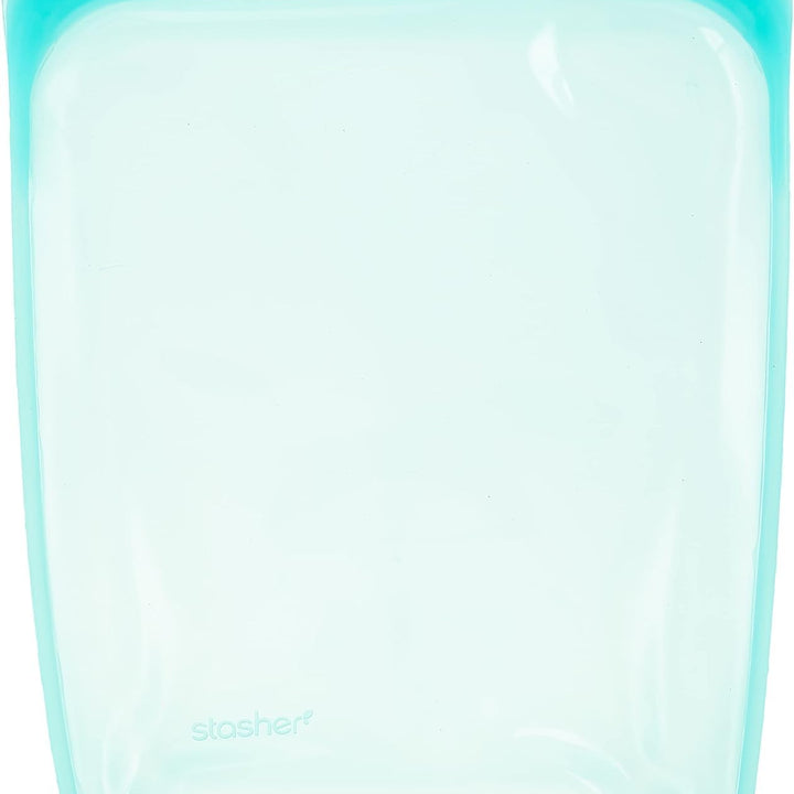 Stasher Platinum Silicone Food Grade Reusable Storage Bag, Aqua (1/2 Gallon) | Reduce Single-Use Plastic | Cook, Store, Sous Vide, or Freeze | Leakproof, Dishwasher-Safe, Eco-friendly | 64 Oz