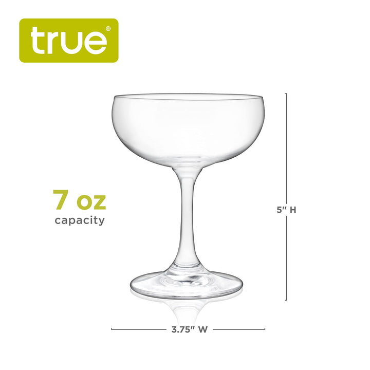 True Coupe Cocktail Glasses, Barware Drinking Glasses, Martini Daiquiri Manhattan, Coupe Glasses Set of 4, Clear Martini Coupe Glasses