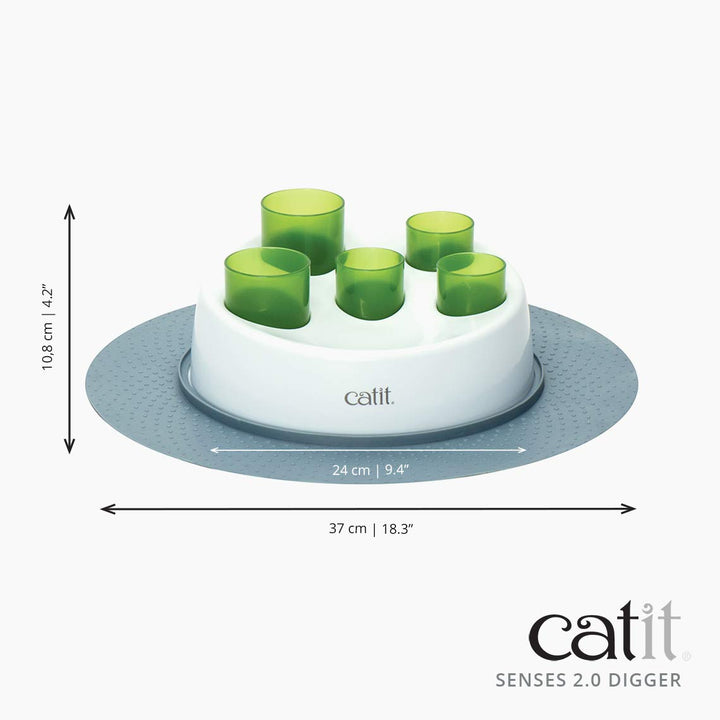 Catit Senses 2.0 Digger Interactive Slow Feeder - Turn Mealtime into Play Time 1 Green,White