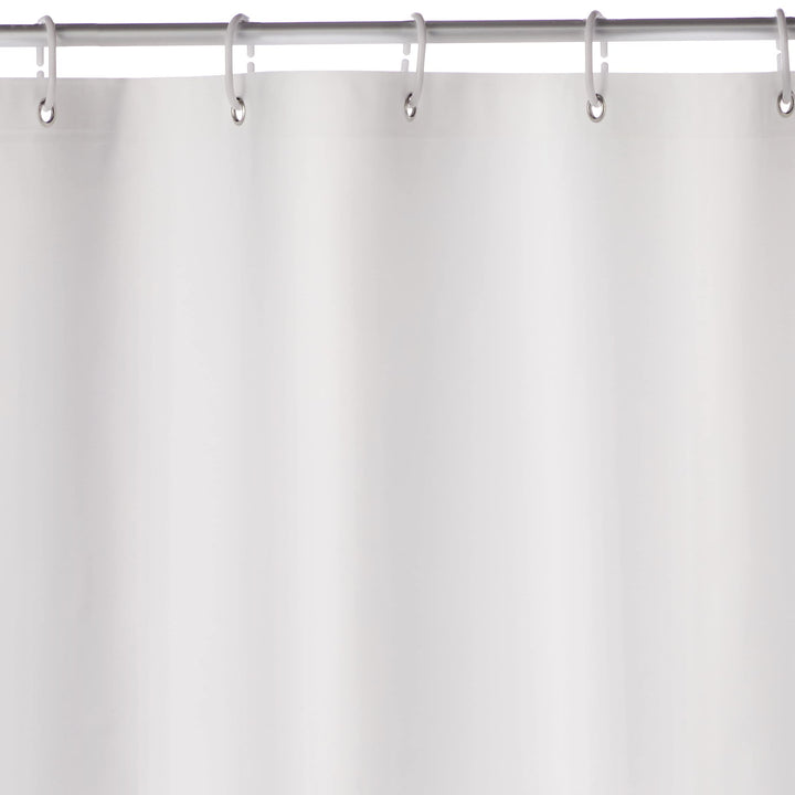 Basics Water Resistant 8-Gauge PEVA Shower Curtain Liner with Bottom Magnets and Plastic Hooks, 72"L x 72"W, White 72" x 72" PEVA with Magnets