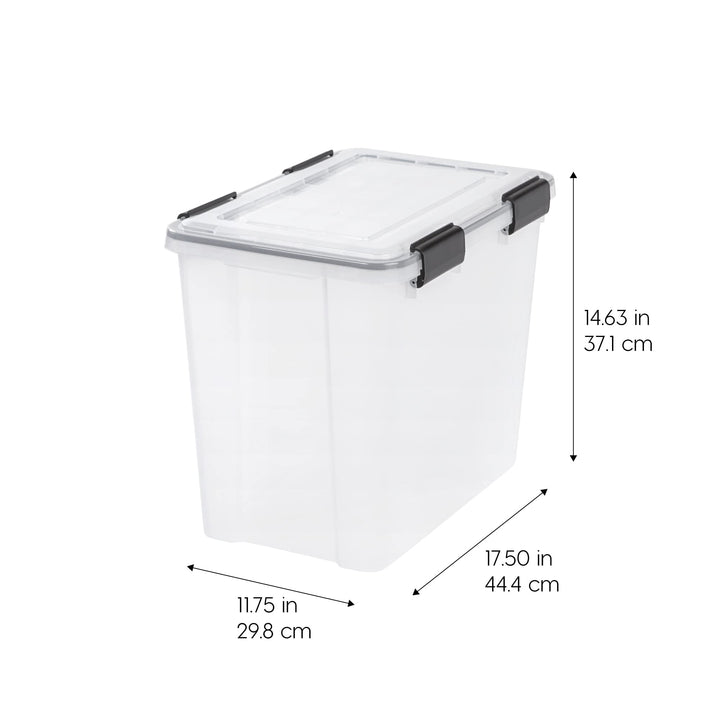 IRIS USA 54 Quart Stackable Plastic Storage Bins with Lids and Latching Buckles, 6 Pack - Pearl, Containers with Lids and Latches, Durable Nestable Closet, Garage, Totes, Tubs Boxes Organizing Latching Lid 54 Qt. - 6 Pack