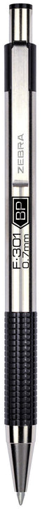 Zebra Pen F-301 Retractable Ballpoint Pen, Stainless Steel Barrel, Fine Point, 0.7mm, Black Ink, (Pack of 12)