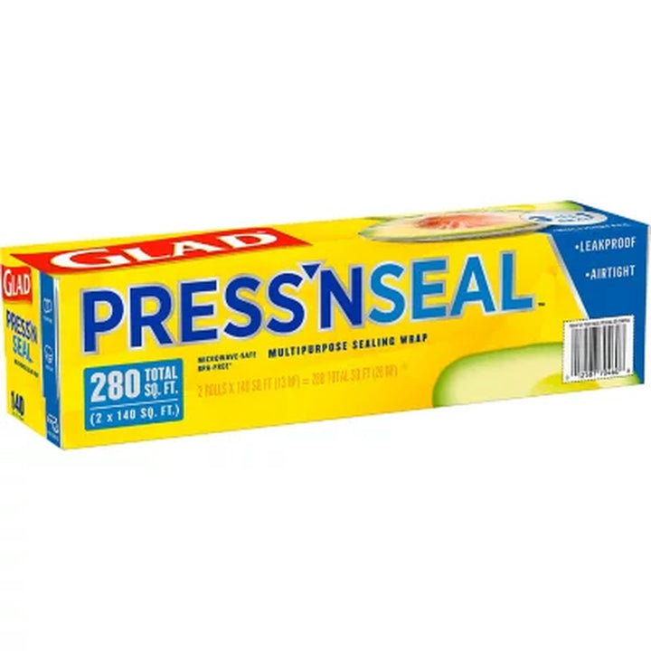 Glad Press'N Seal Plastic Food Wrap 140 Sq. Ft./Roll, 2 Rolls