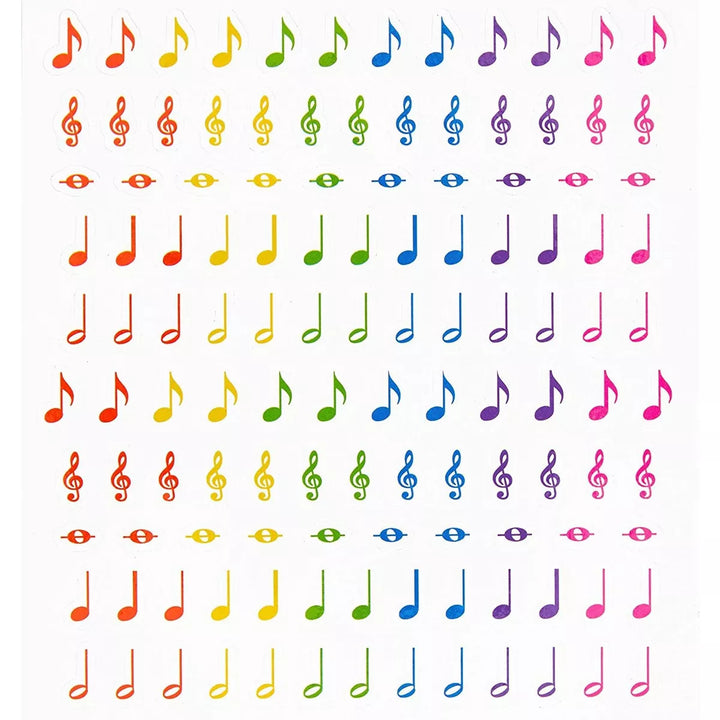 Total 3000-Piece Music Note Stickers, Sticker Sheets (Rainbow, 18 Sheets)