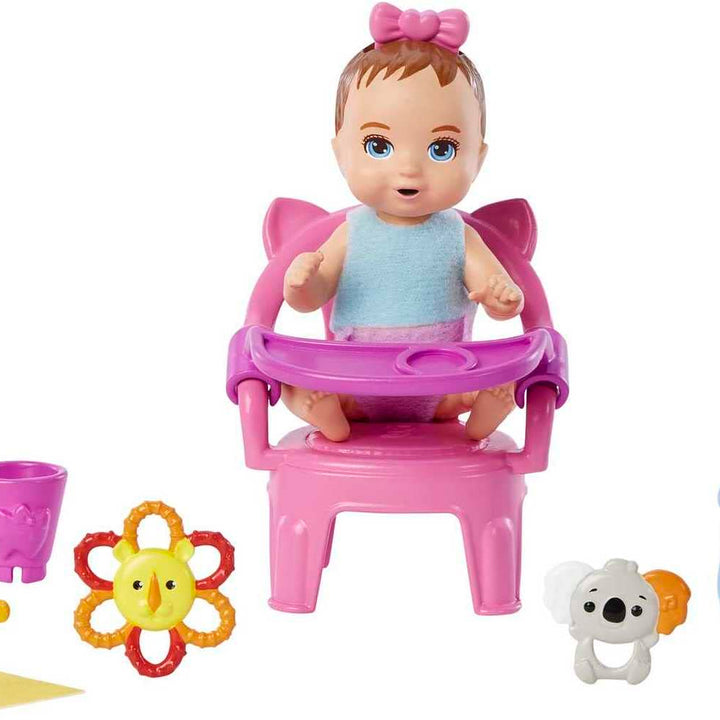 Barbie Skipper Babysitters Inc Baby Small Doll & Accessories, First Tooth Playset with Appearing & Disappearing Tooth cute Multicolor