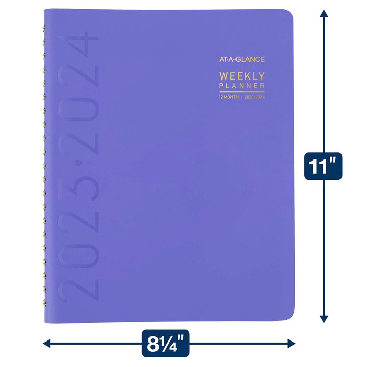 AT-A-GLANCE 2023-2024 Academic Planner, Weekly & Monthly, Half-Hourly Appointment Book, 8-1/4" x 11", Large, Monthly Tabs, Pocket, Flexible Cover, Contemporary, Purple (70957X1824) 2023-2024 Old Edition