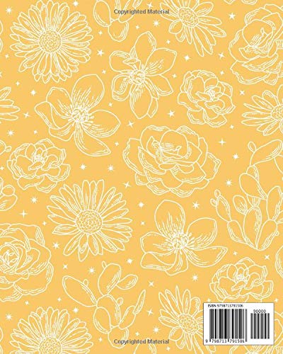 2021 - 2022 Academic Planner: Yellow floral cover July to June weekly and monthly planner notebook - 8x10 - 152 pages