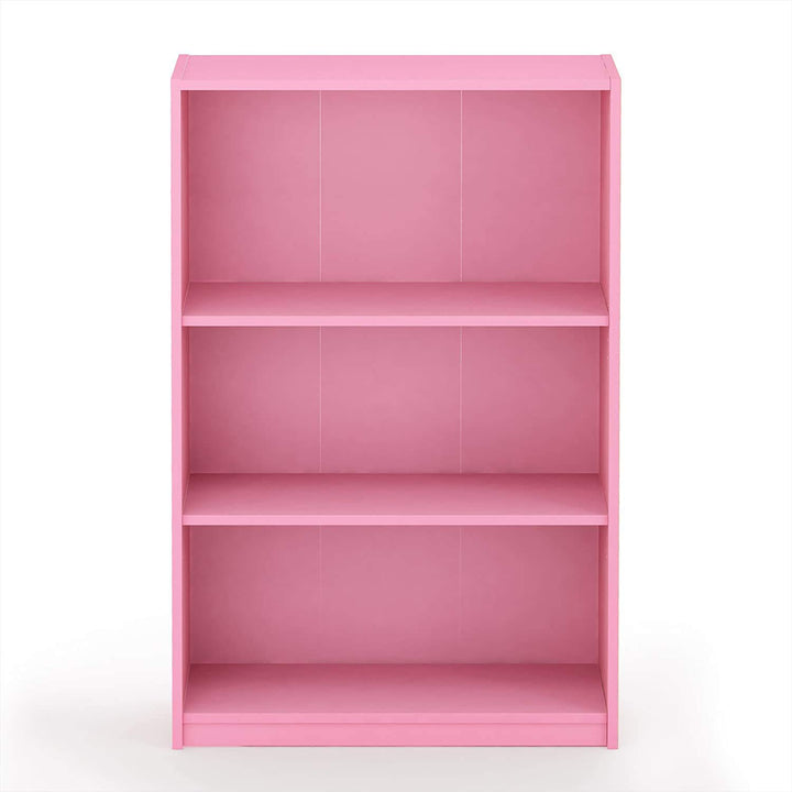 FURINNO JAYA Simple Home 3-Tier Adjustable Shelf Bookcase, Pink