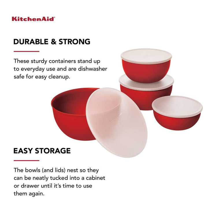 KitchenAid Prep Bowls with Lids, Set of 4, Empire Red 2