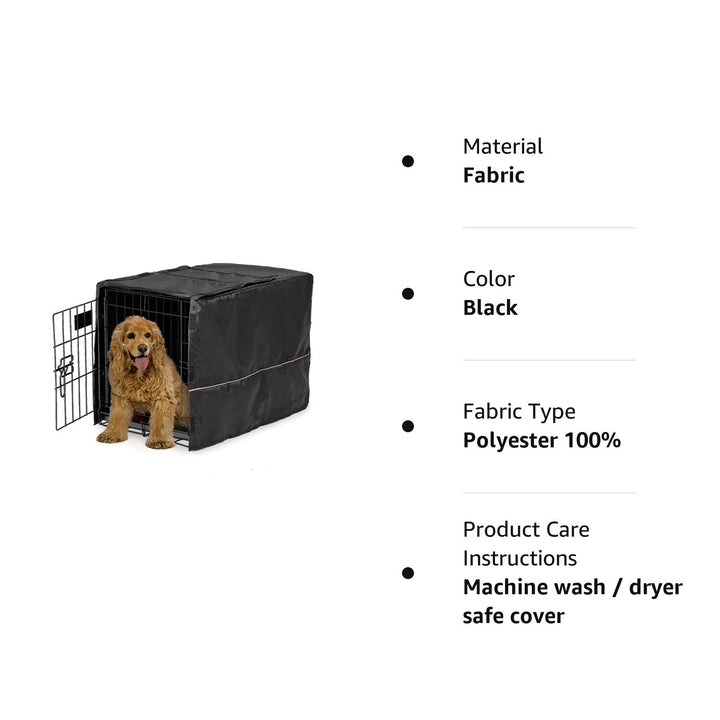 MidWest Privacy Cover Fits Dog Crates, Machine Wash & Dry, Black 30-Inch