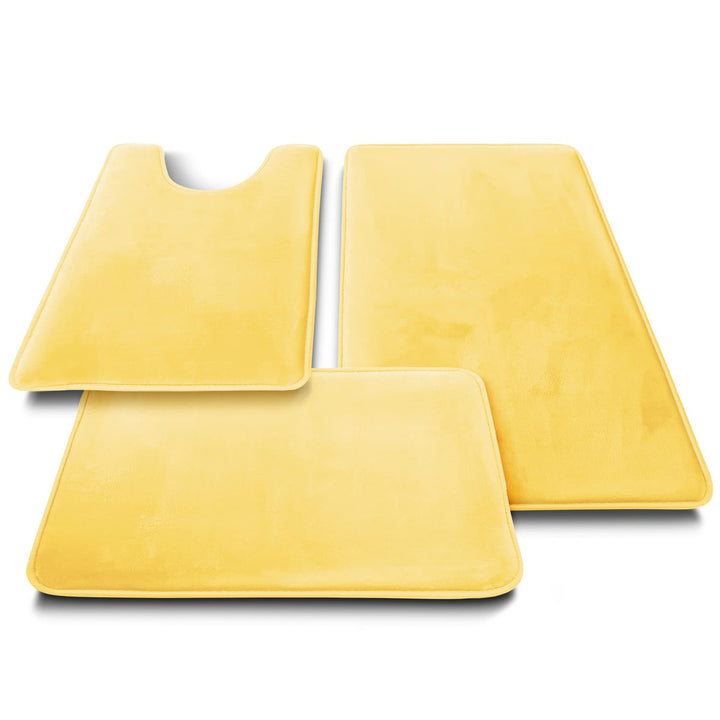 Clara Clark 2 Piece Bathroom Rugs Bath Mat Set, Velvet Memory Foam Bath Mats for Bathroom - Non-Slip, PVC Backing Bath Rugs, Washable Bathroom Rug Mats - Dries Quickly, Bathroom Rug Set - Yellow Solid 2 Piece Set Mellow Yellow