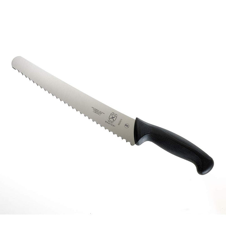 Mercer Culinary M23211 Millennia Black Handle, 10-Inch Left Handed Wavy Edge Wide, Bread Knife 10" Left Handed Wide Bread Knife