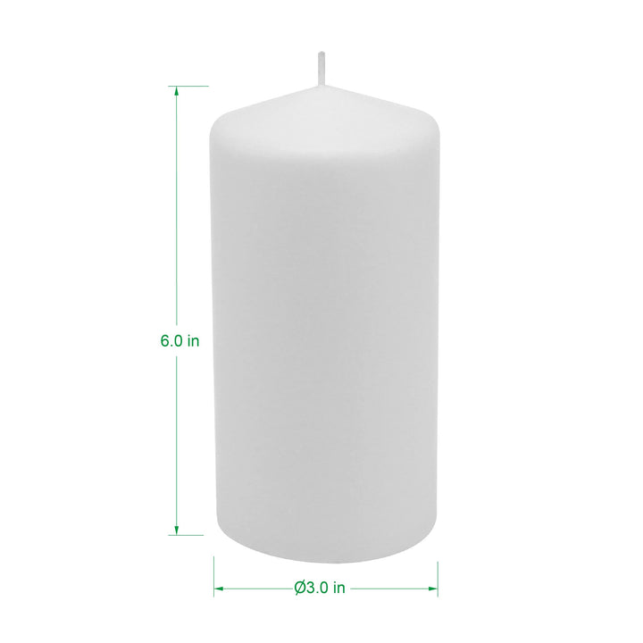 Stonebriar 3 Pack Tall 3 x 6 Inch 65 Hour Long Burning Unscented White Wax Pillar Candles 3x6 3.0